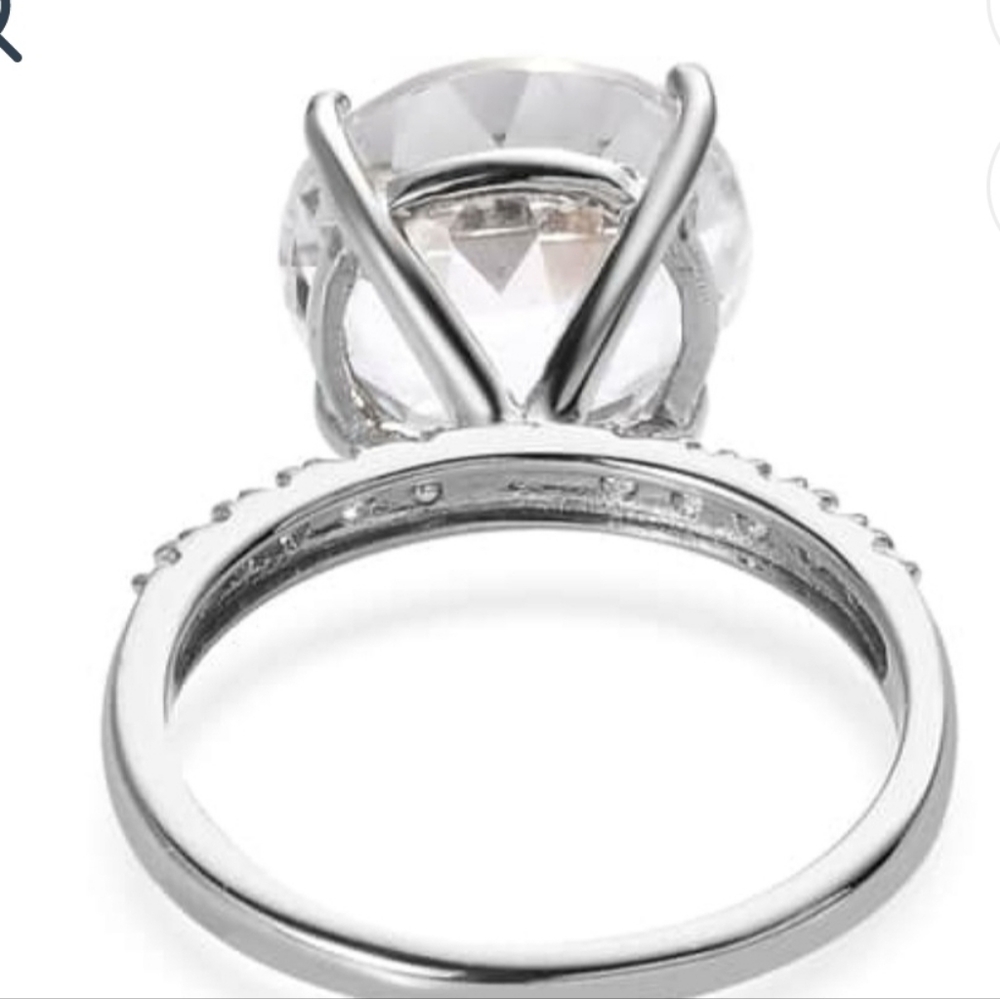 Genuine White Topaz Ring Platinum over Sterling Silver Sz 8! 😲 - Picture 7 of 13